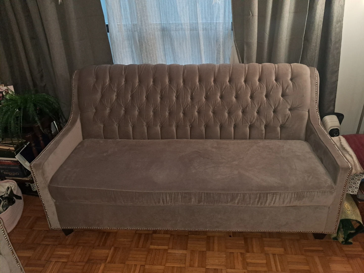 Gray Tufted Sofa Set – Couch + Loveseat!!!!! - photo 2