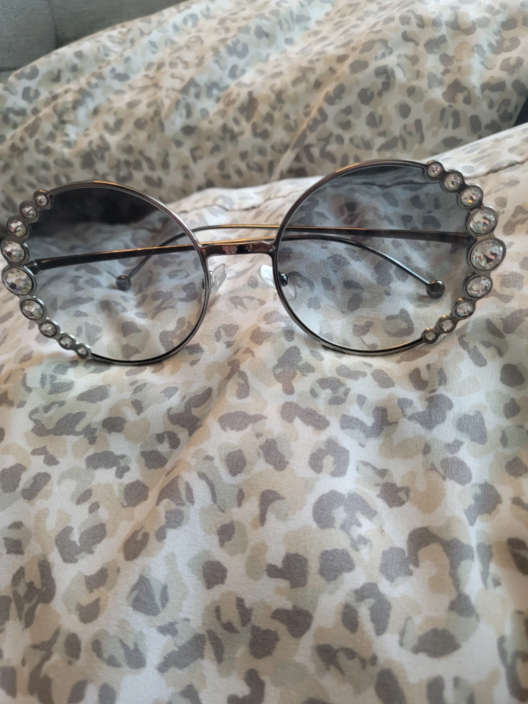 Fendi Round Sunglasses with Rhinestone Embellishments