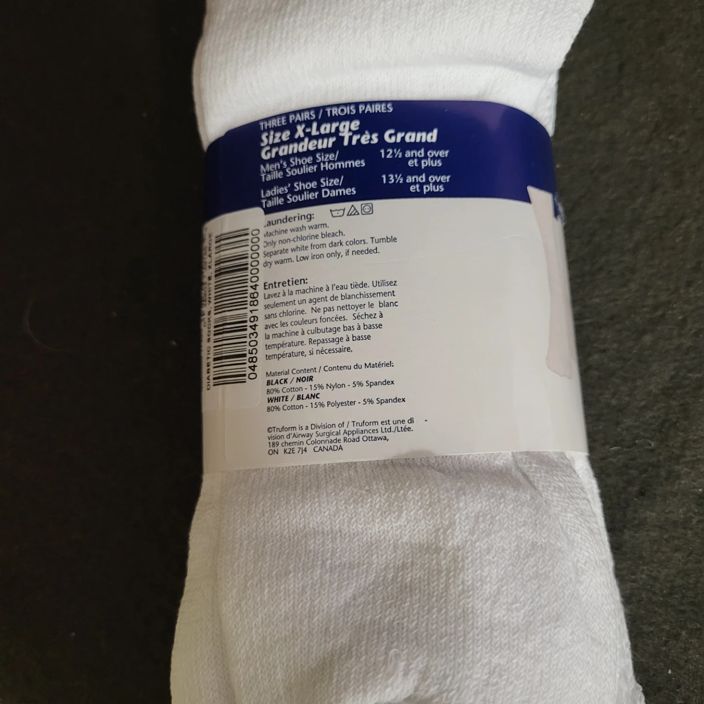 Truform Diabetic Socks White X-Large (3 Pairs) - photo 2