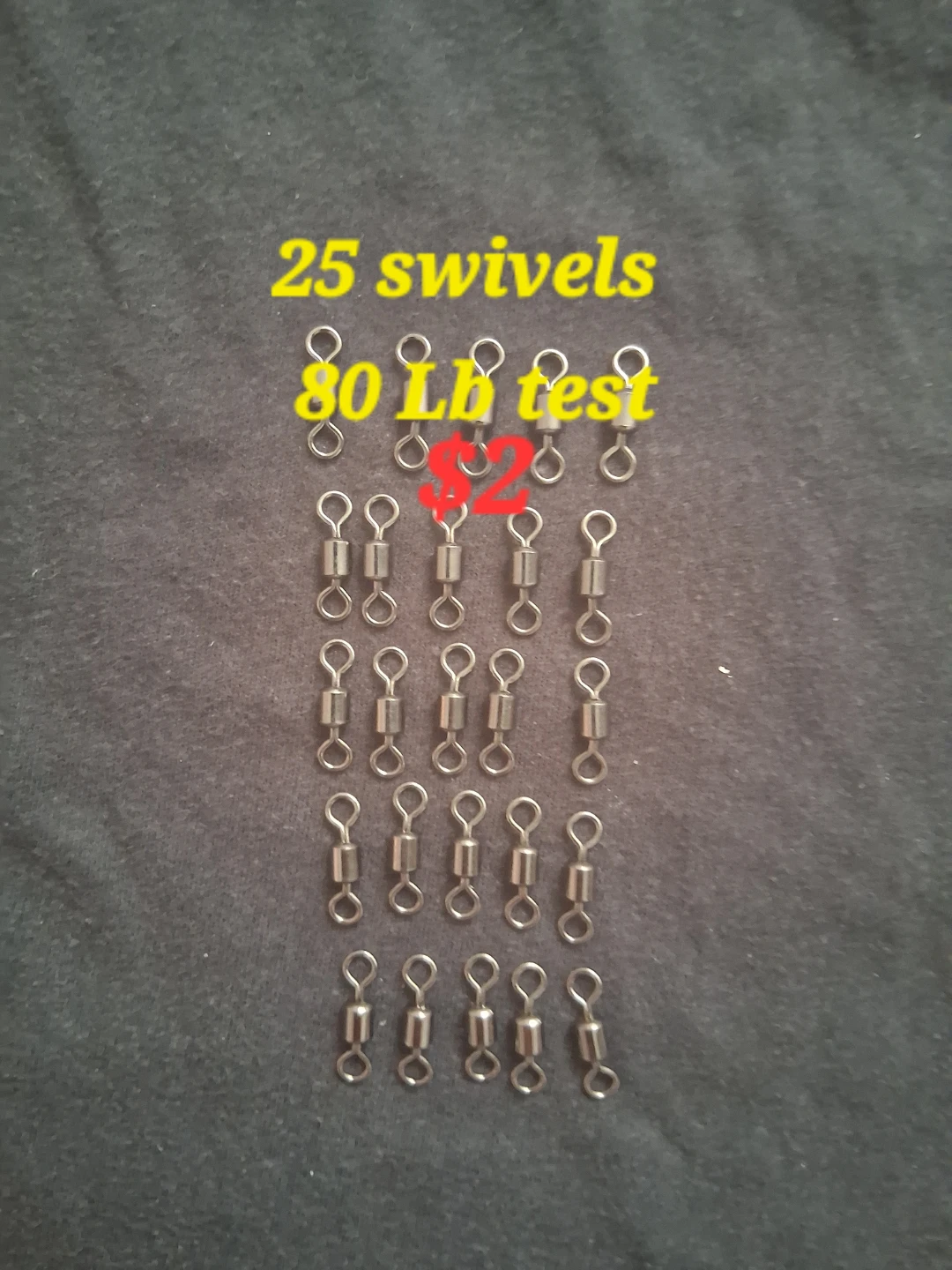 25 Fishing Swivels - 80 Lb Test