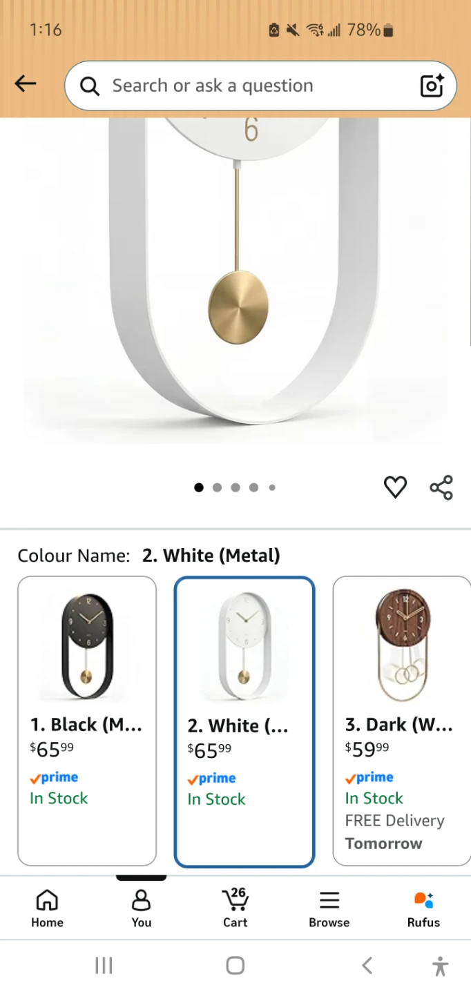 DORHRI Pendulum Wall Clock - White