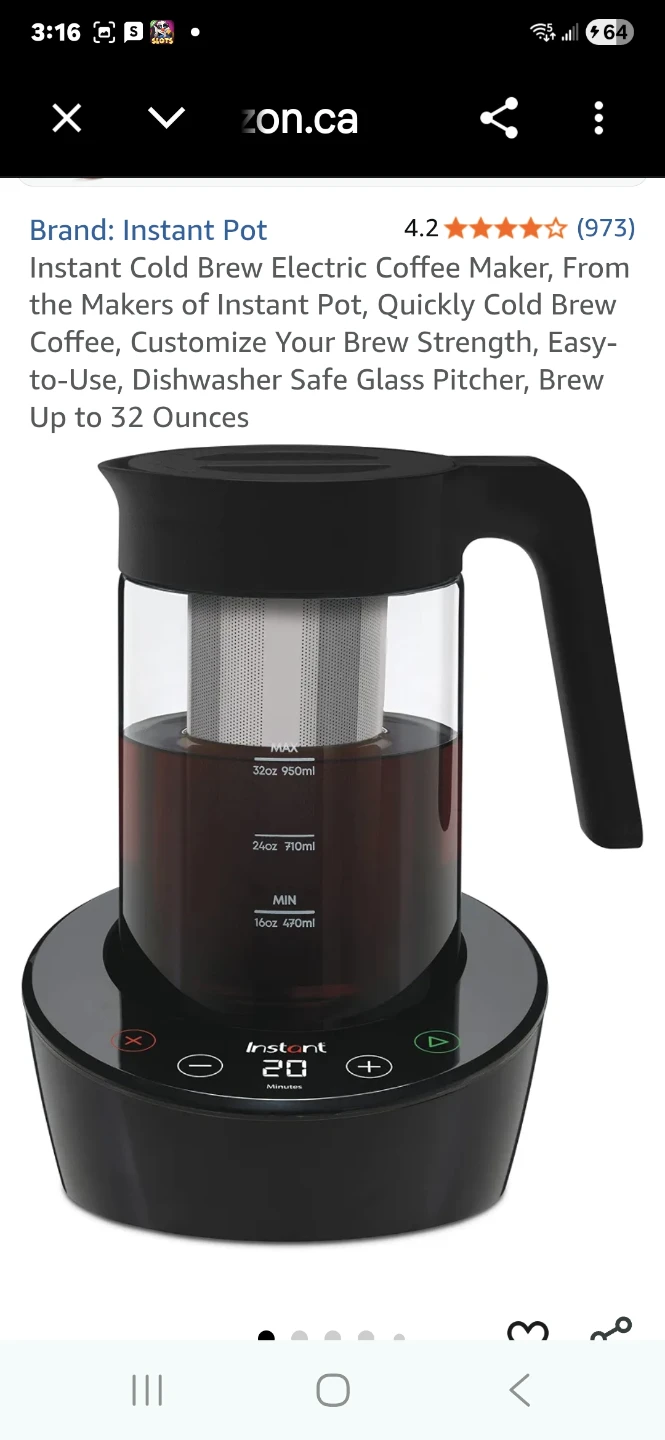 Instant Pot Cold Brewer Electric Coffee Maker 32 oz - photo 3
