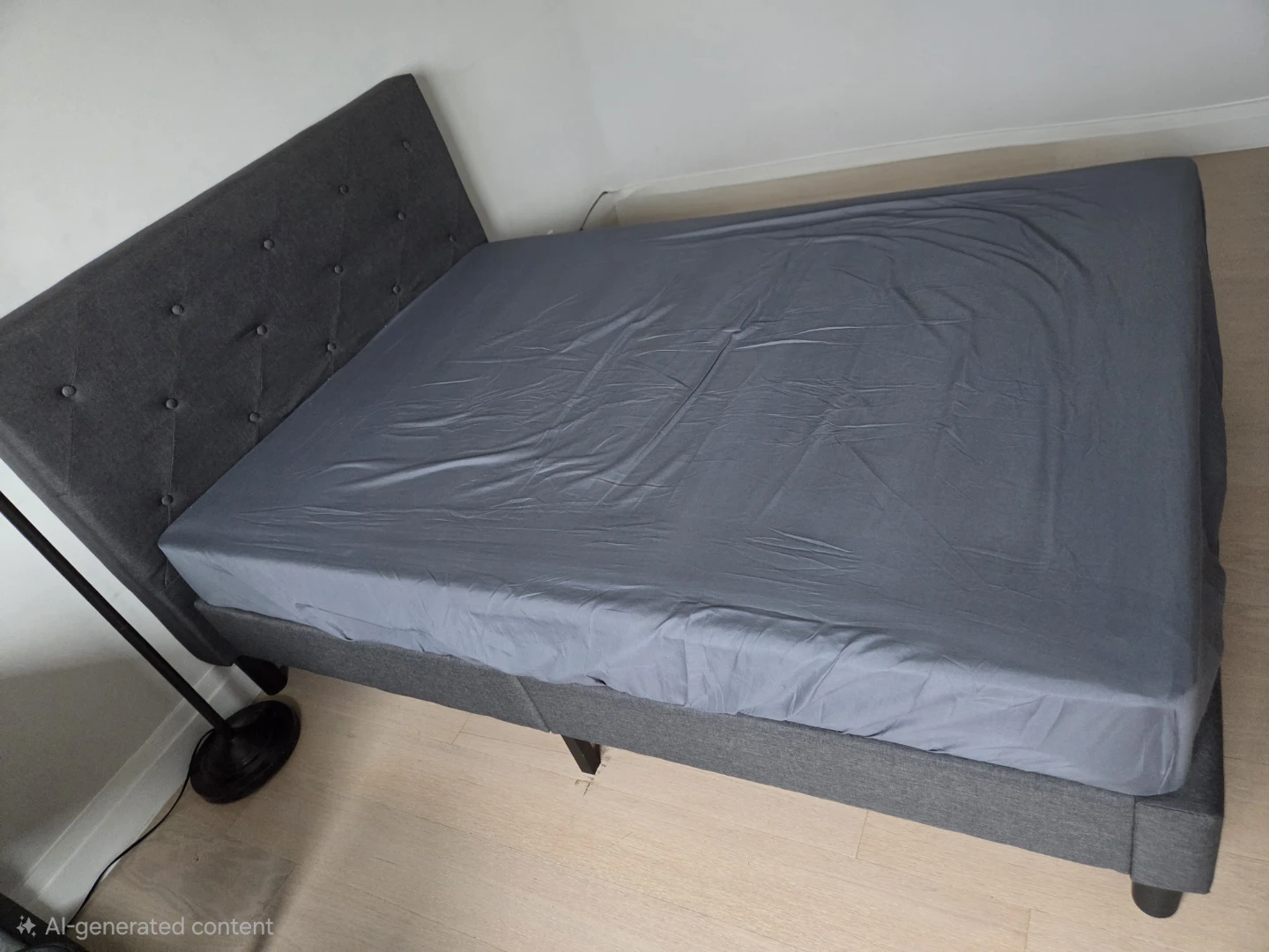 Grey Tufted Upholstered Full Bed Frame