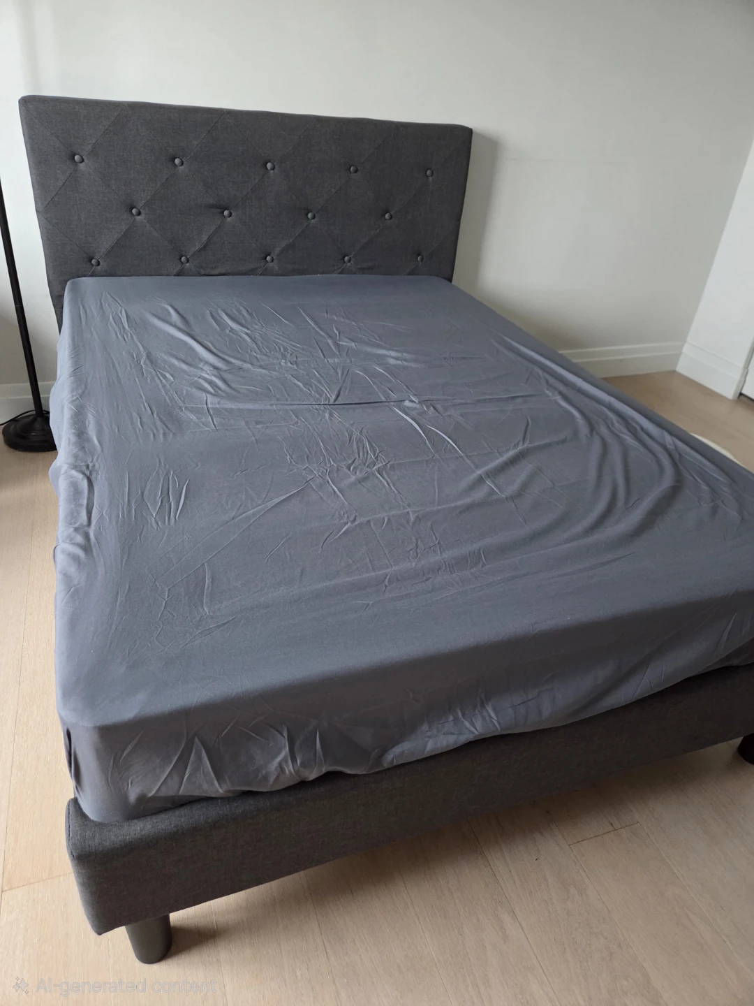 Grey Tufted Upholstered Full Bed Frame - photo 2