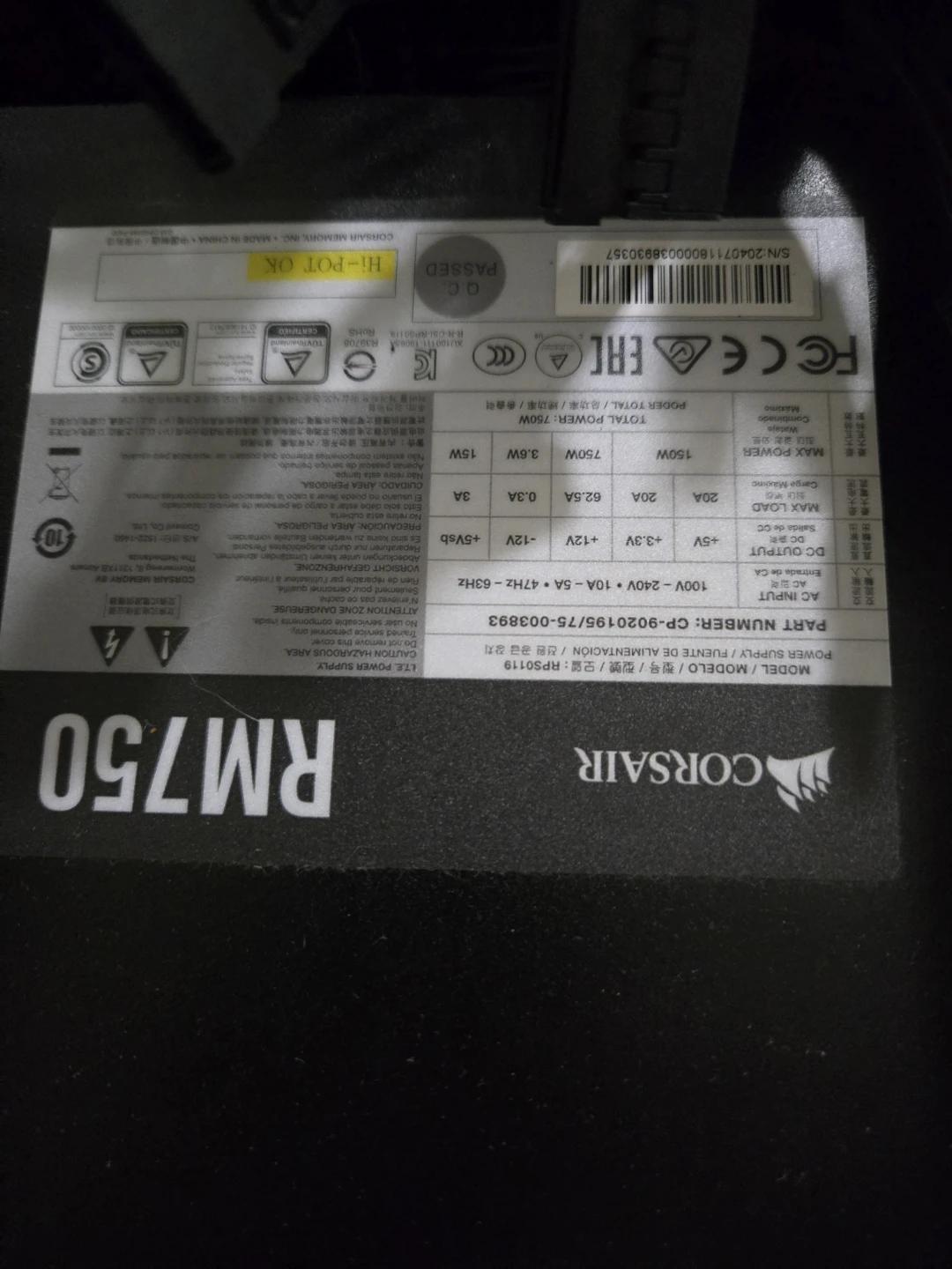 Corsair RM 750 Power Supply - photo 2