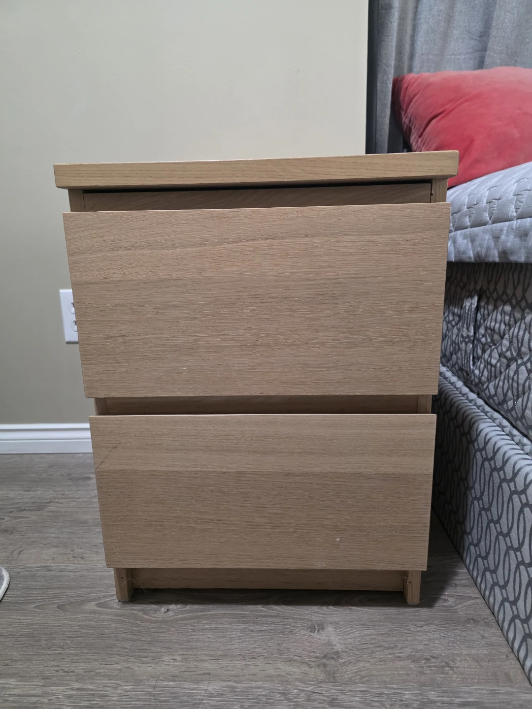 Light Wood 2-Drawer Nightstand