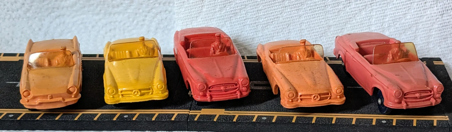 (Lot B) Vintage Rubber Convertible Toy Cars (Set of 5)