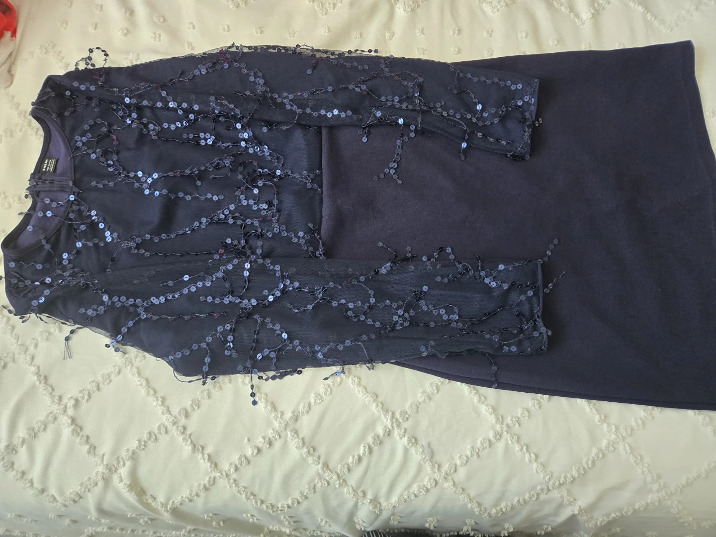 SHEIN Navy Blue Sequin Mesh Dress - Size L