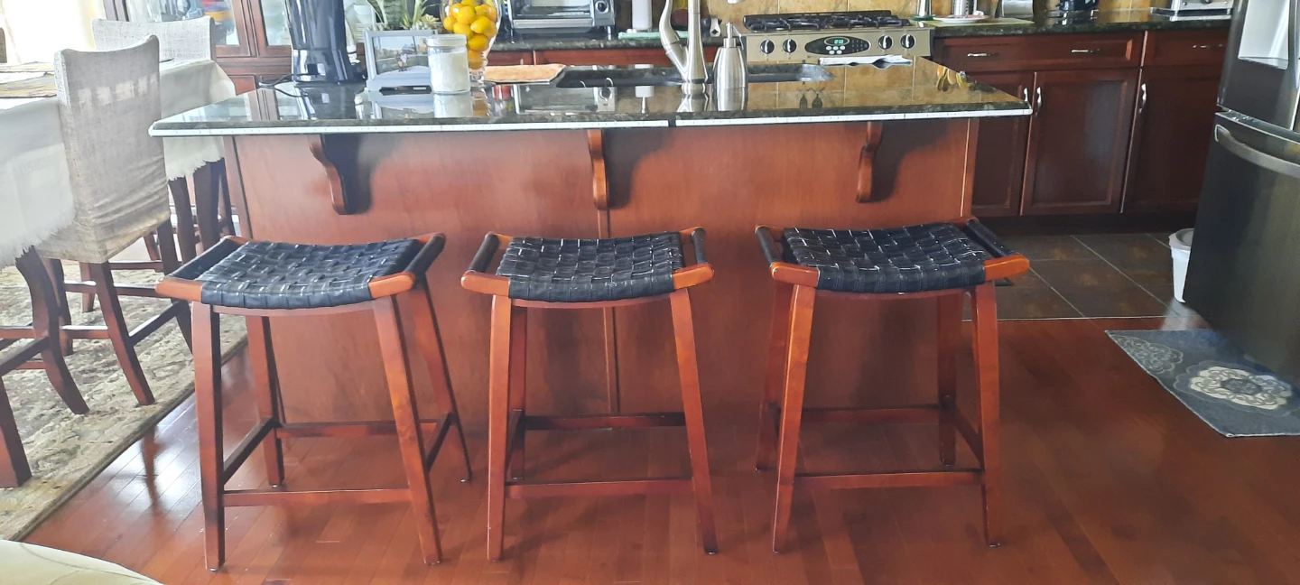 Pier 1  Set of 3 Black Woven Bar Stools