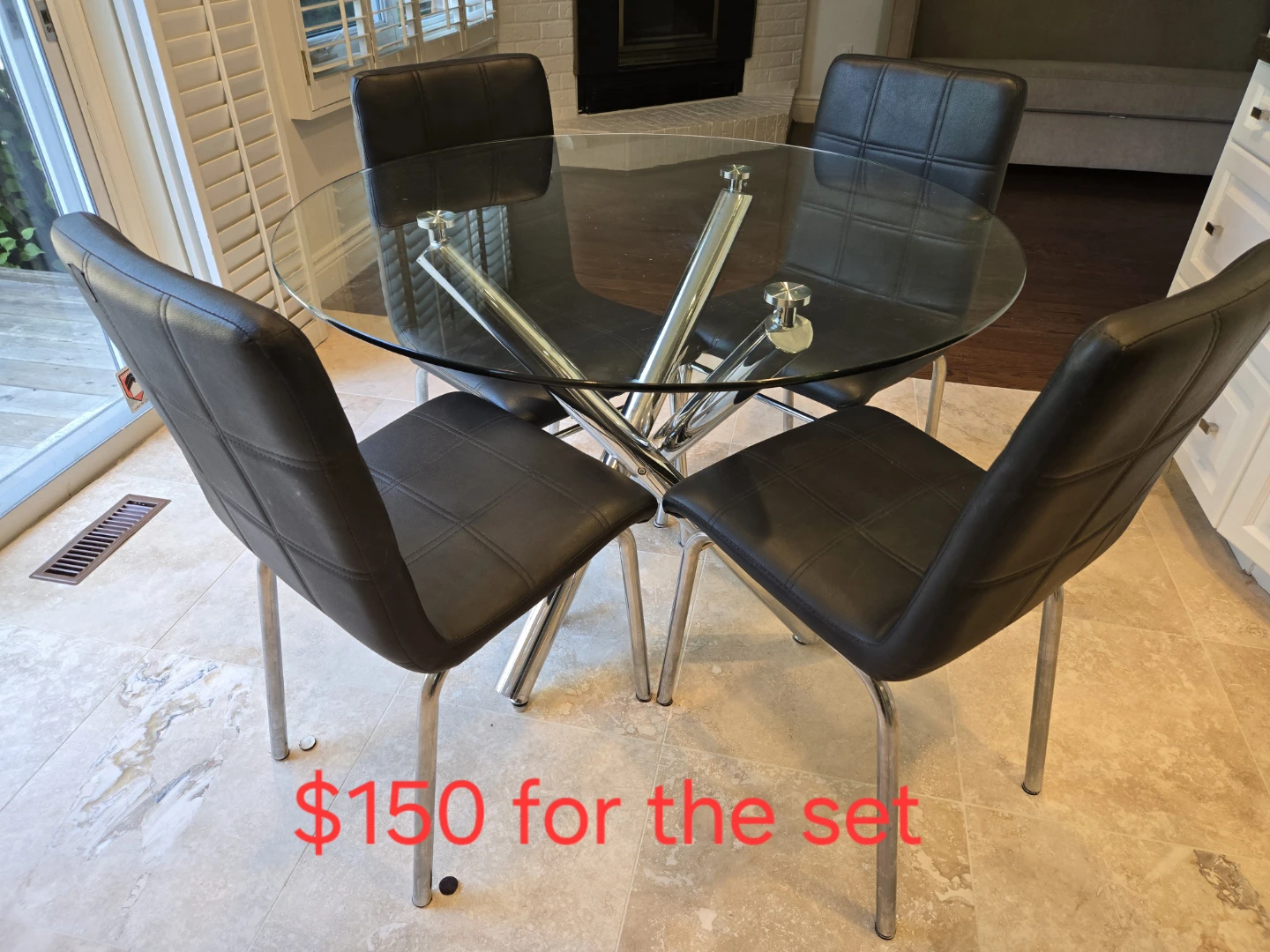 Glass Dining Table Set with 4 Chairs
