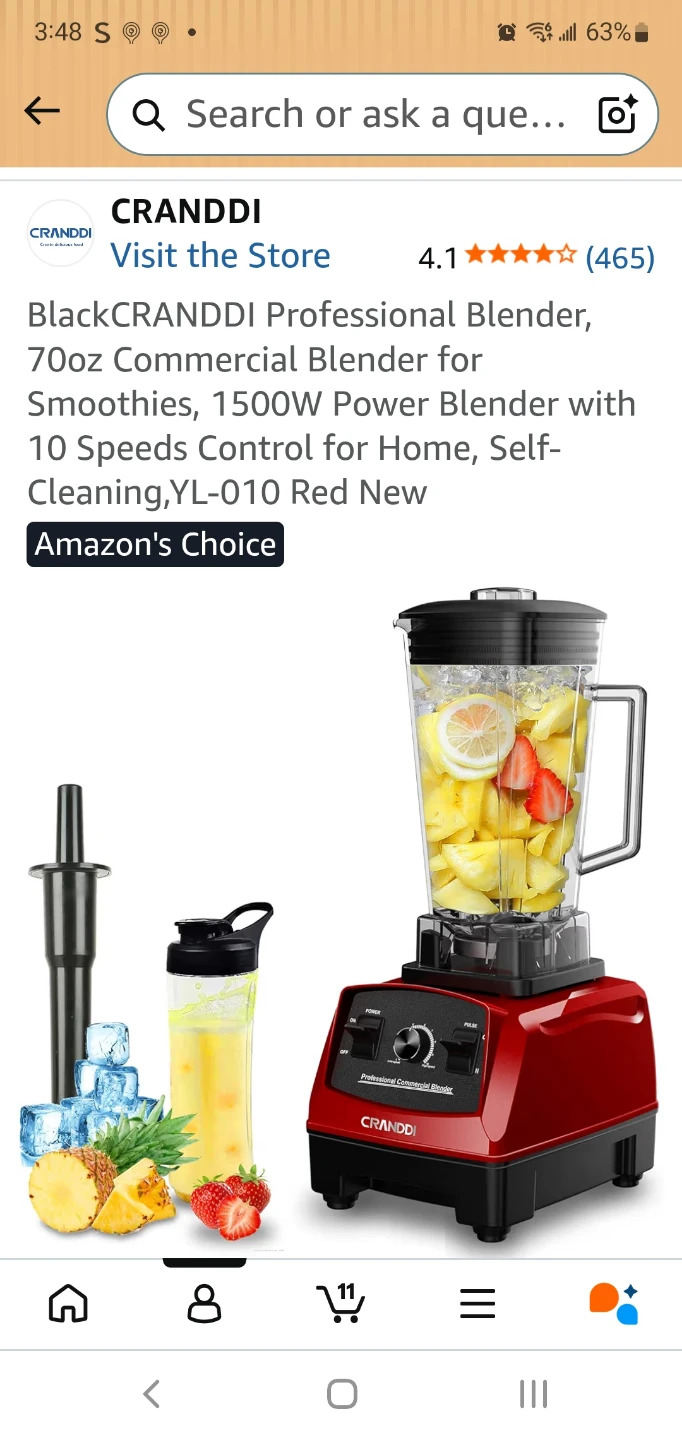 CRANDDI Professional Blender YL-010 Red 70oz