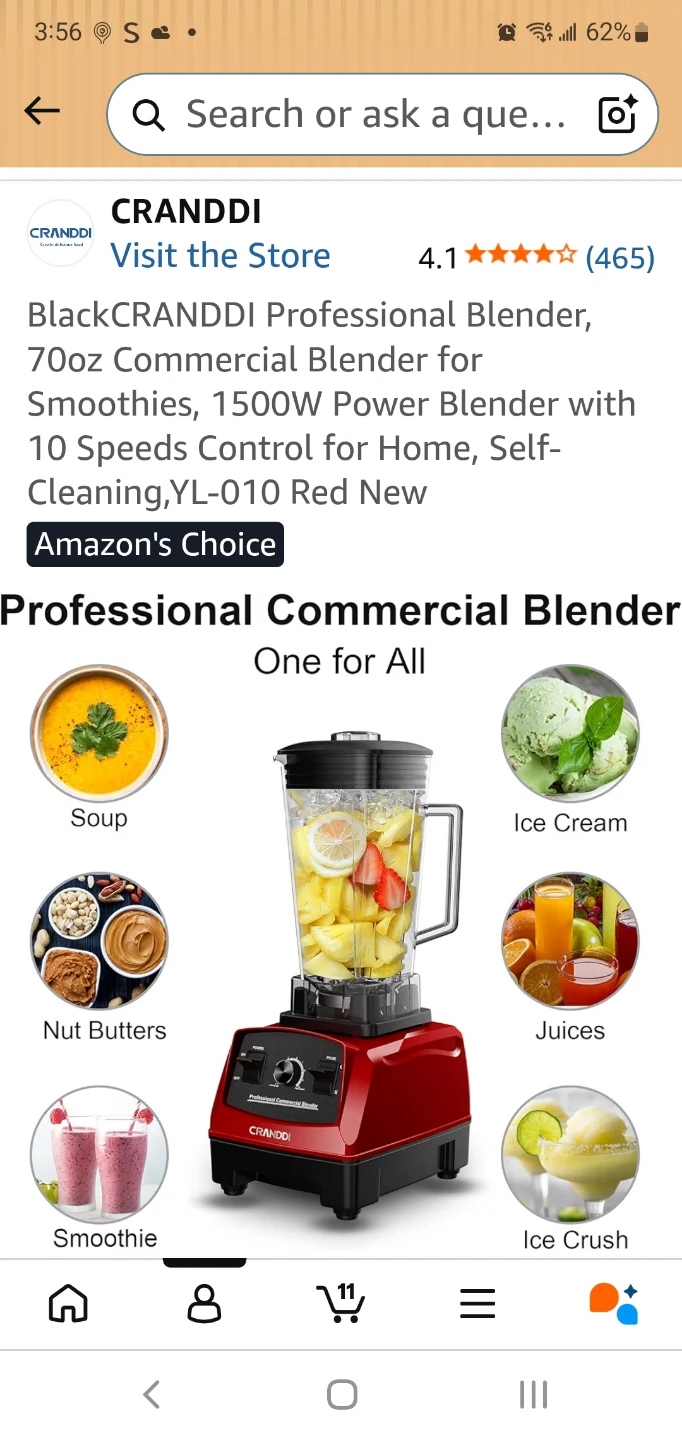CRANDDI Professional Blender YL-010 Red 70oz - photo 2