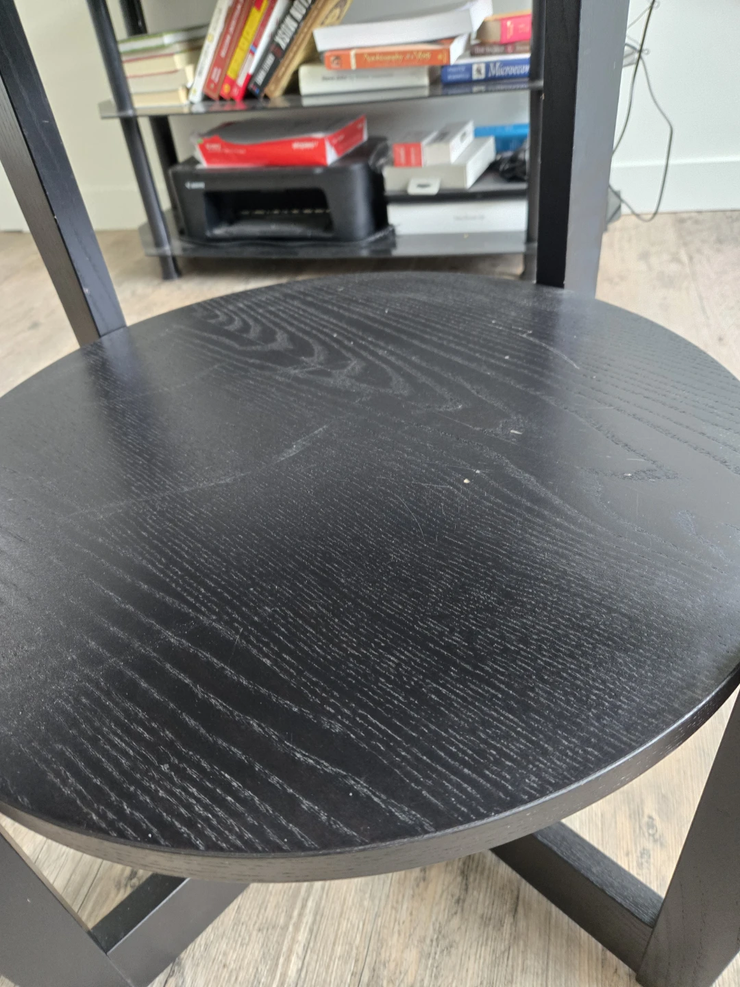 Black Round End Table with Shelf - photo 3