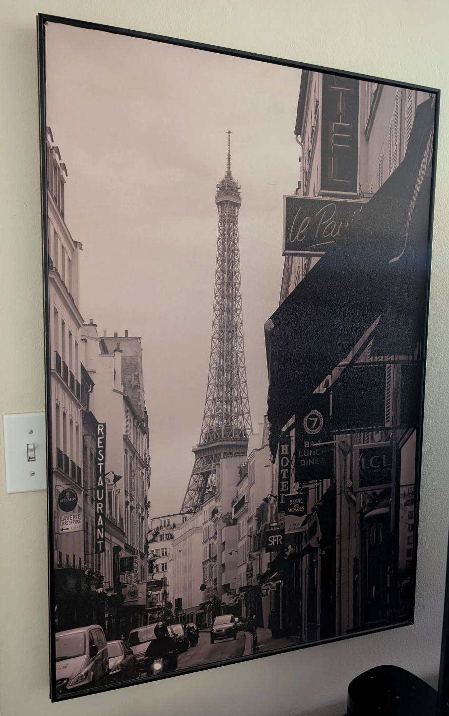 Framed Paris Eiffel Tower Street Scene Wall Art