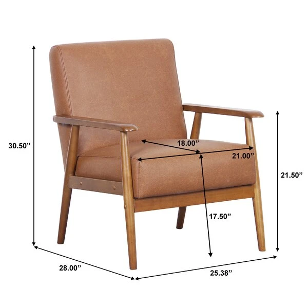 Brown Faux Leather Accent Chair - photo 3