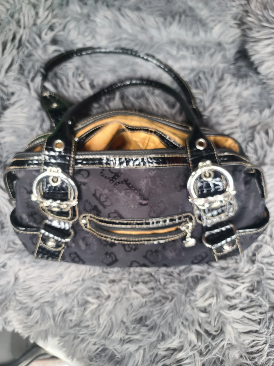 Black patterned handbag - photo 2