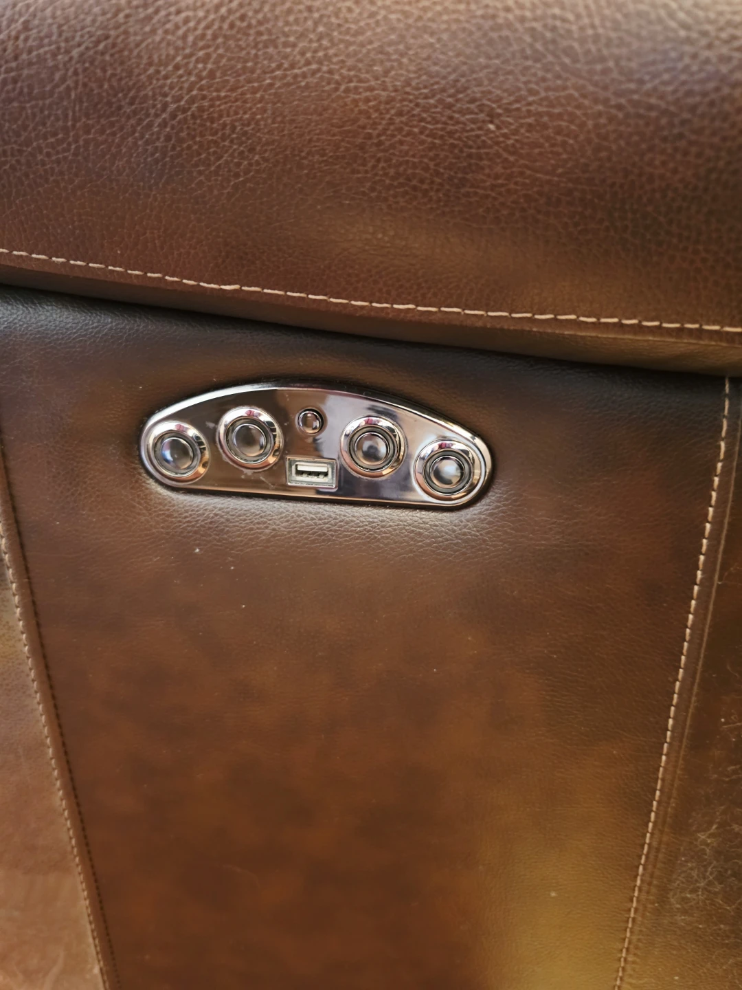 Brown Leather Reclining Sofa - photo 3