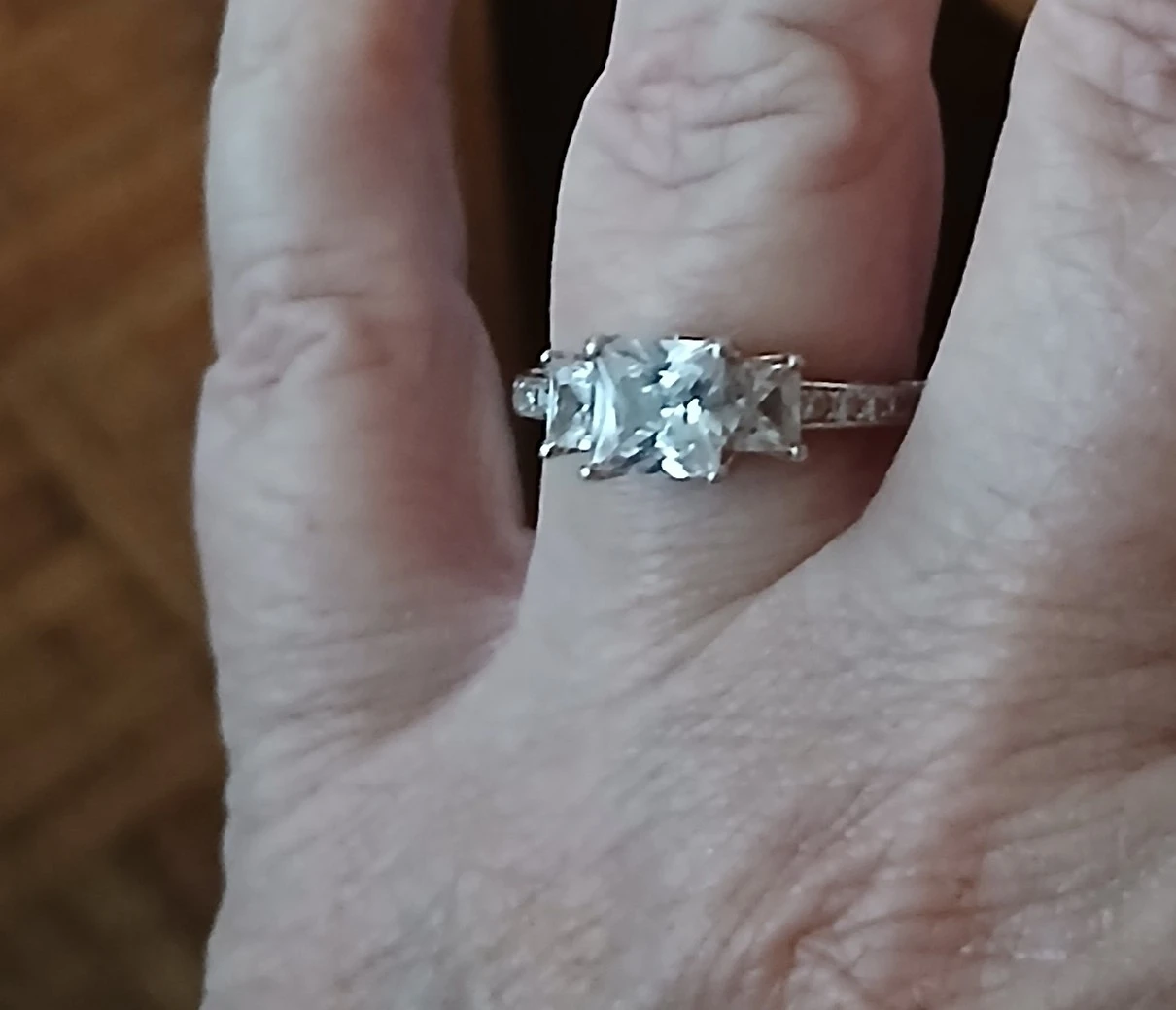 Sterling Silver 925 Princess Cut Engagement Ring - photo 3