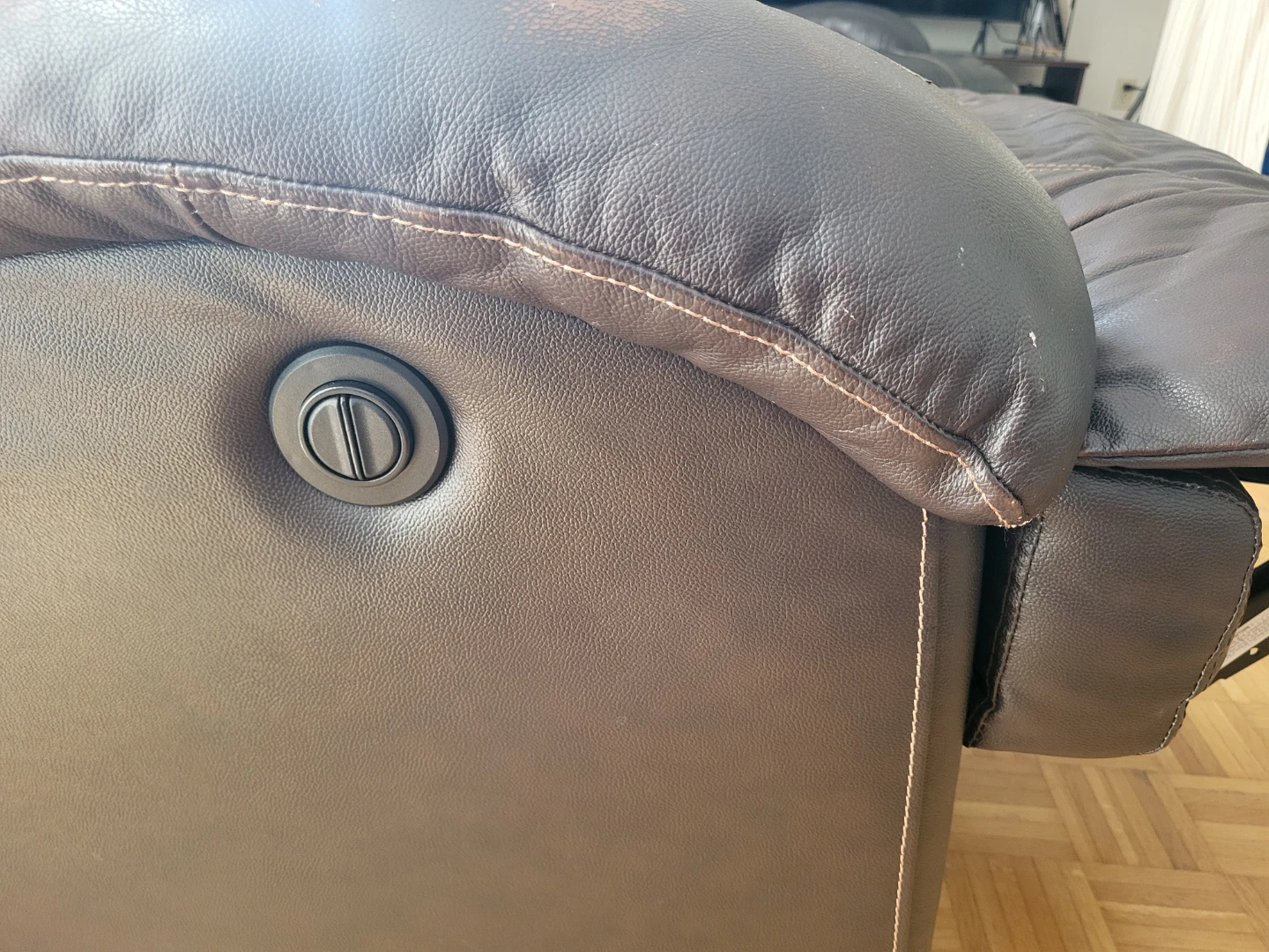 Brown Leather Reclining Sofa and Armchairs - photo 2