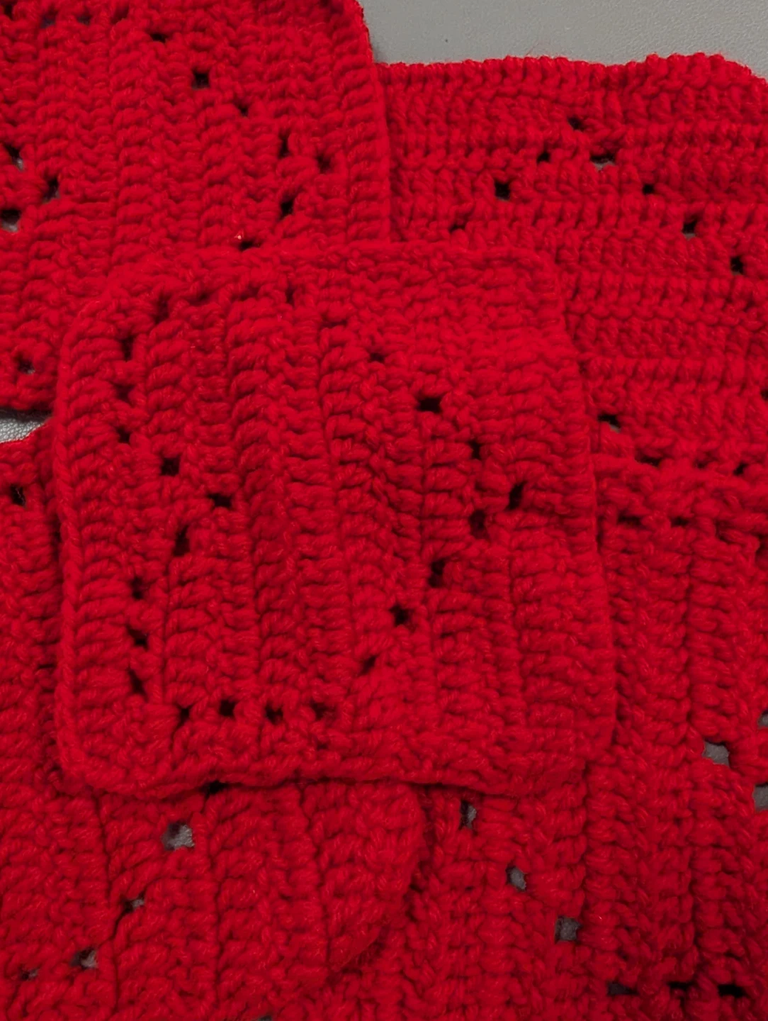 Handmade Red Crochet Coasters Set