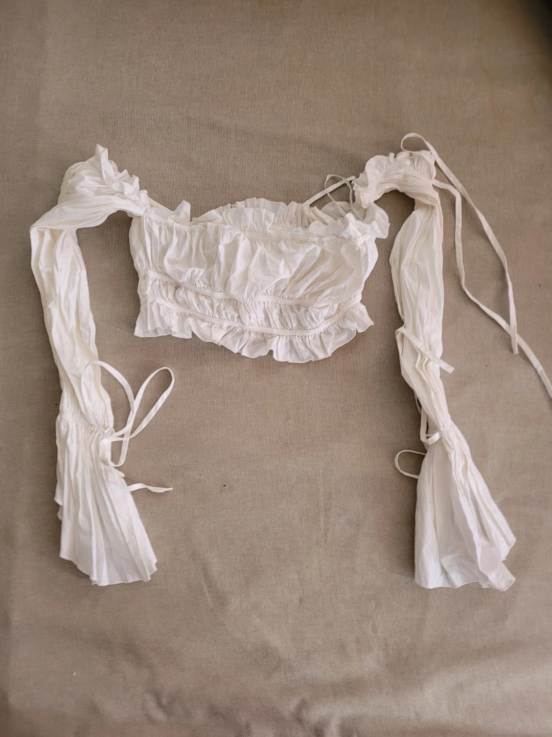 White Off-the-Shoulder Crop Top with Ruffles