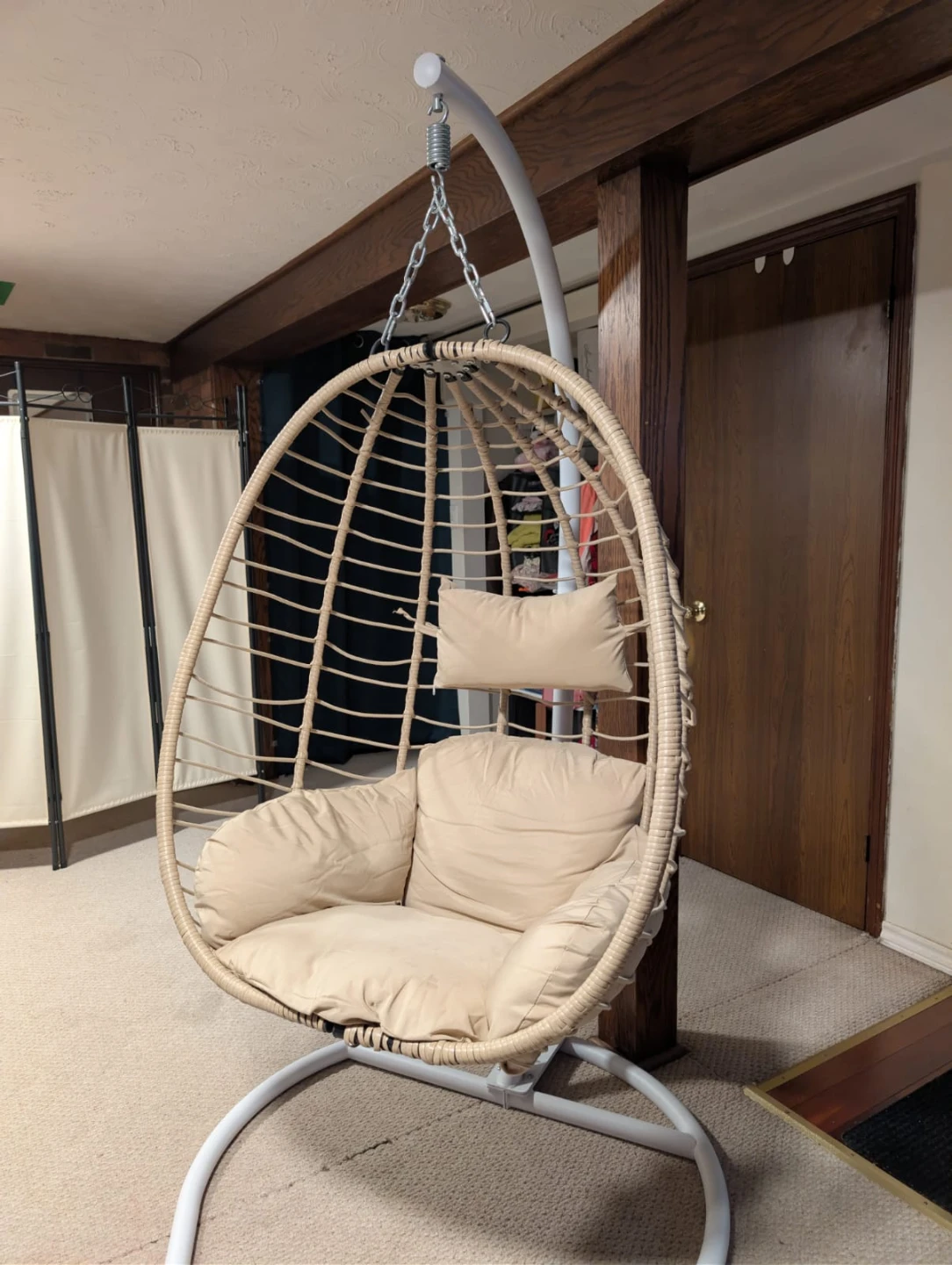 Hanging Egg Chair with Stand and Cushions