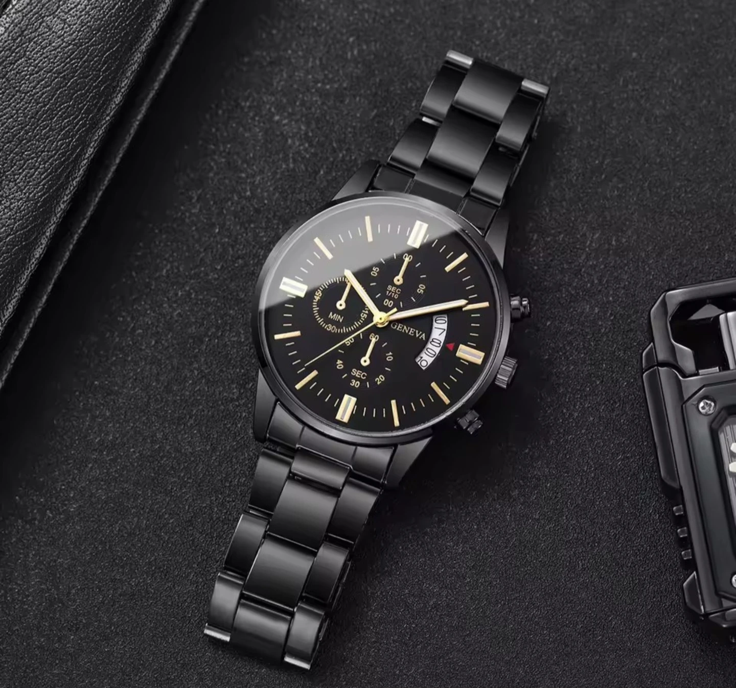 Geneva Black Chronograph Watch