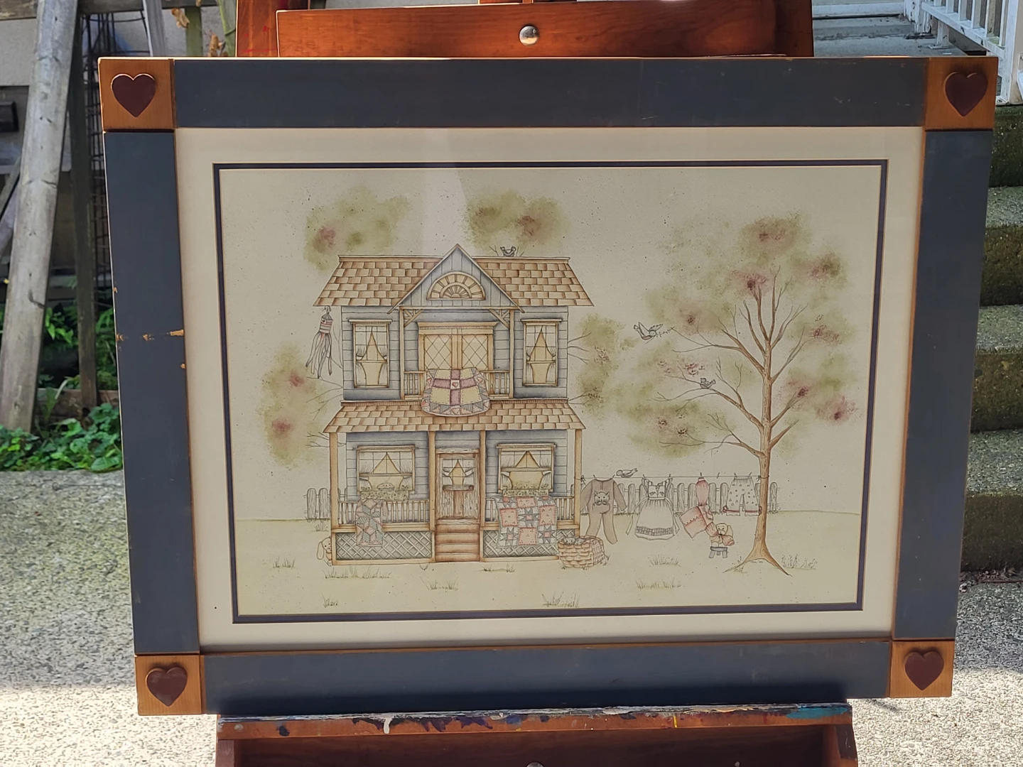 Vintage B. Andresen Folk Art Framed Print - "Laundry Day" - photo 4