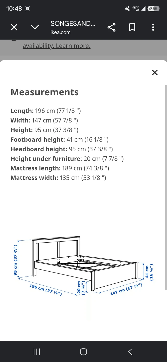 IKEA SONGESAND Wooden Headboard Bed Frame - photo 3