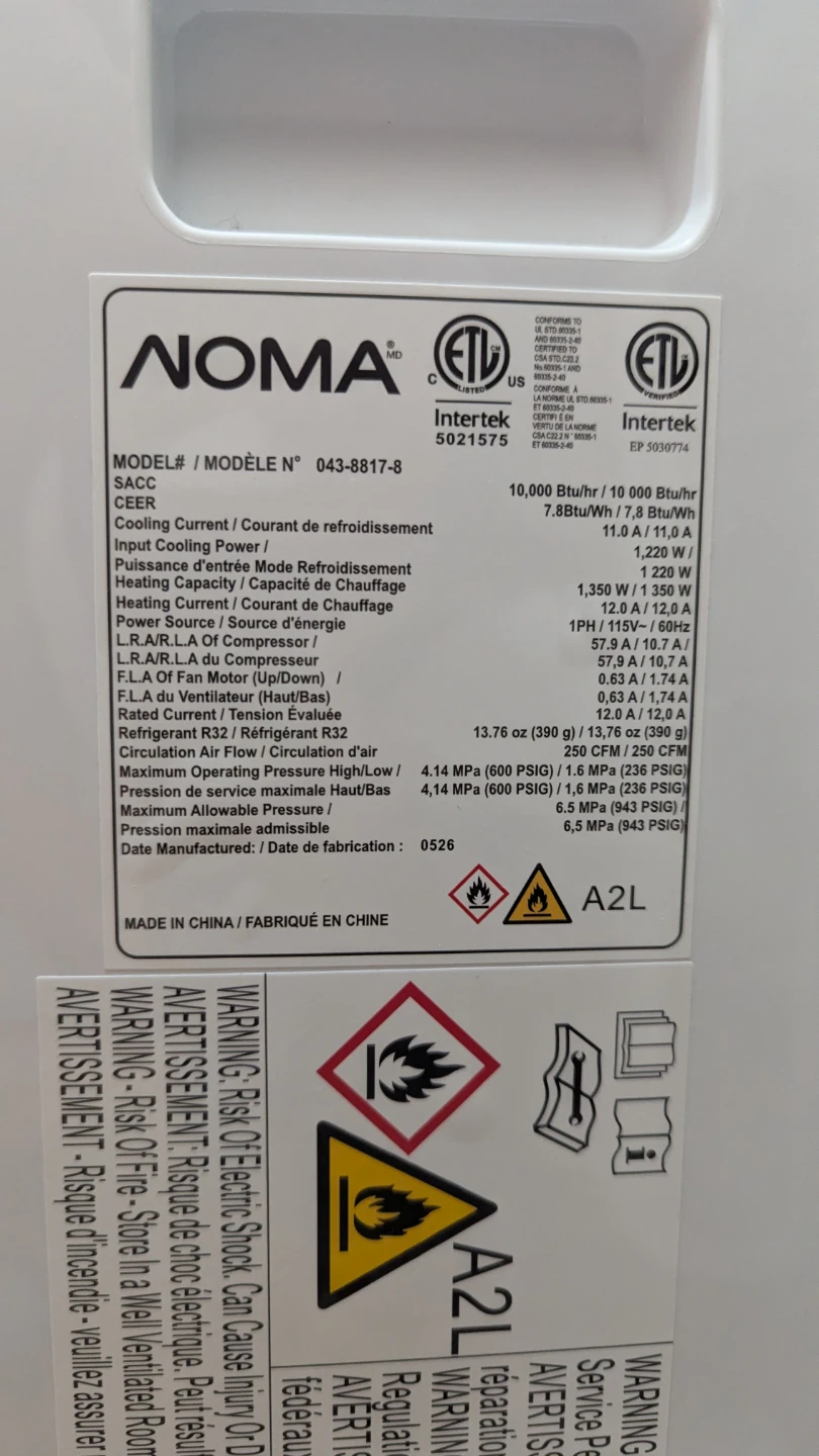 NOMA 10,000 BTU 4-in-1 Portable Air Conditioner AC & HEATER TOO - photo 3