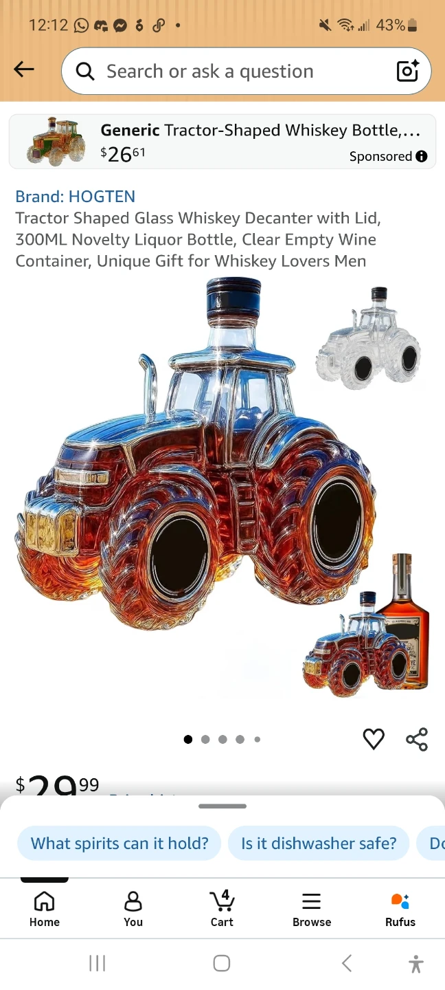 Tractor Shaped Whiskey Decanter - Clear