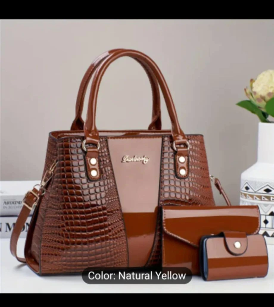 Faux Leather Handbag Set with Matching Wallet - photo 3