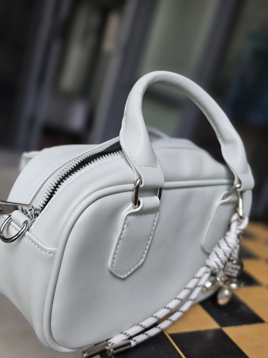 Pale Blue Top Handle Bag with Charms - photo 2