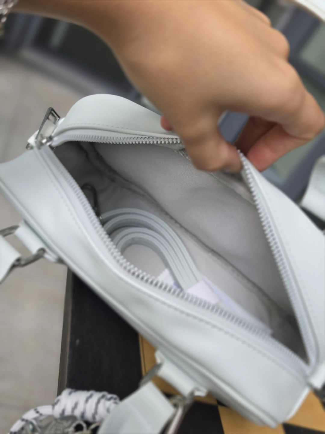 Pale Blue Top Handle Bag with Charms - photo 3
