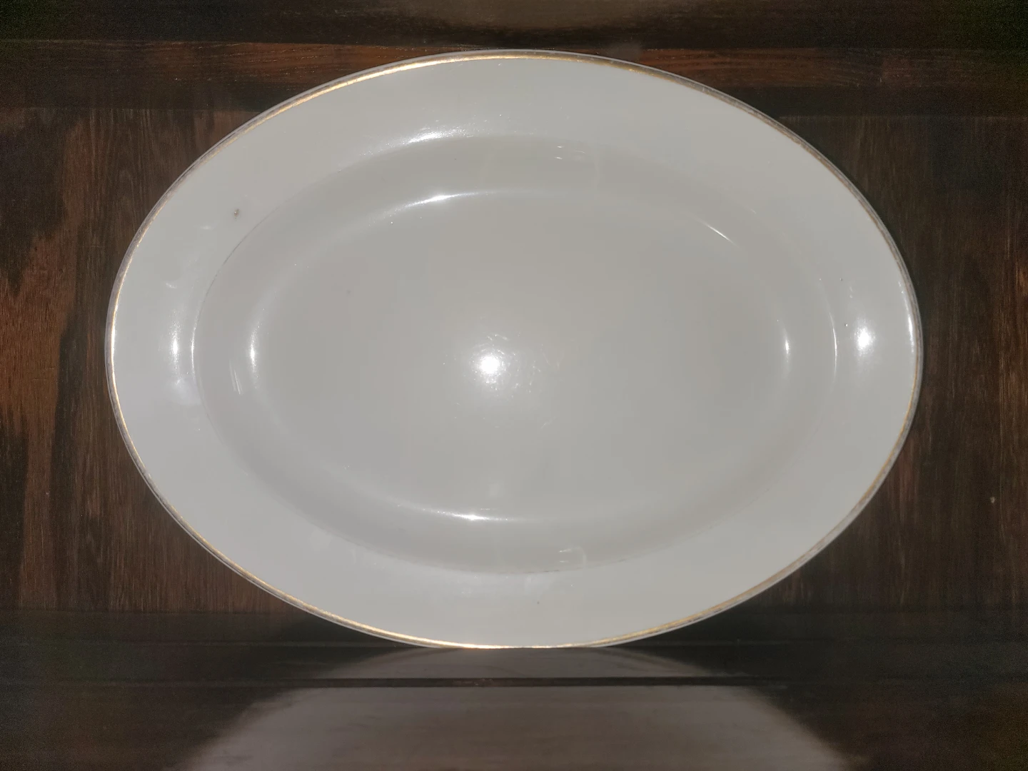 White Oval Serving Platter with Gold Rim