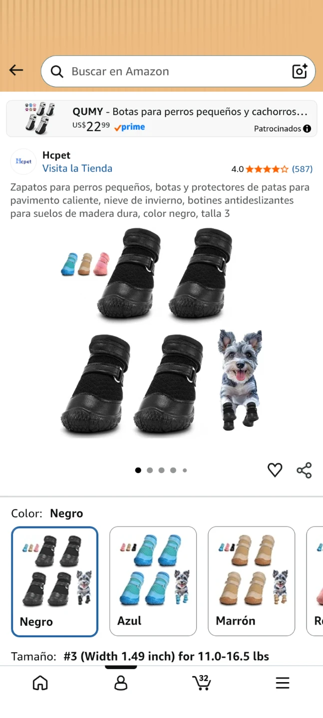 QUMY Dog Boots Size 3 Black