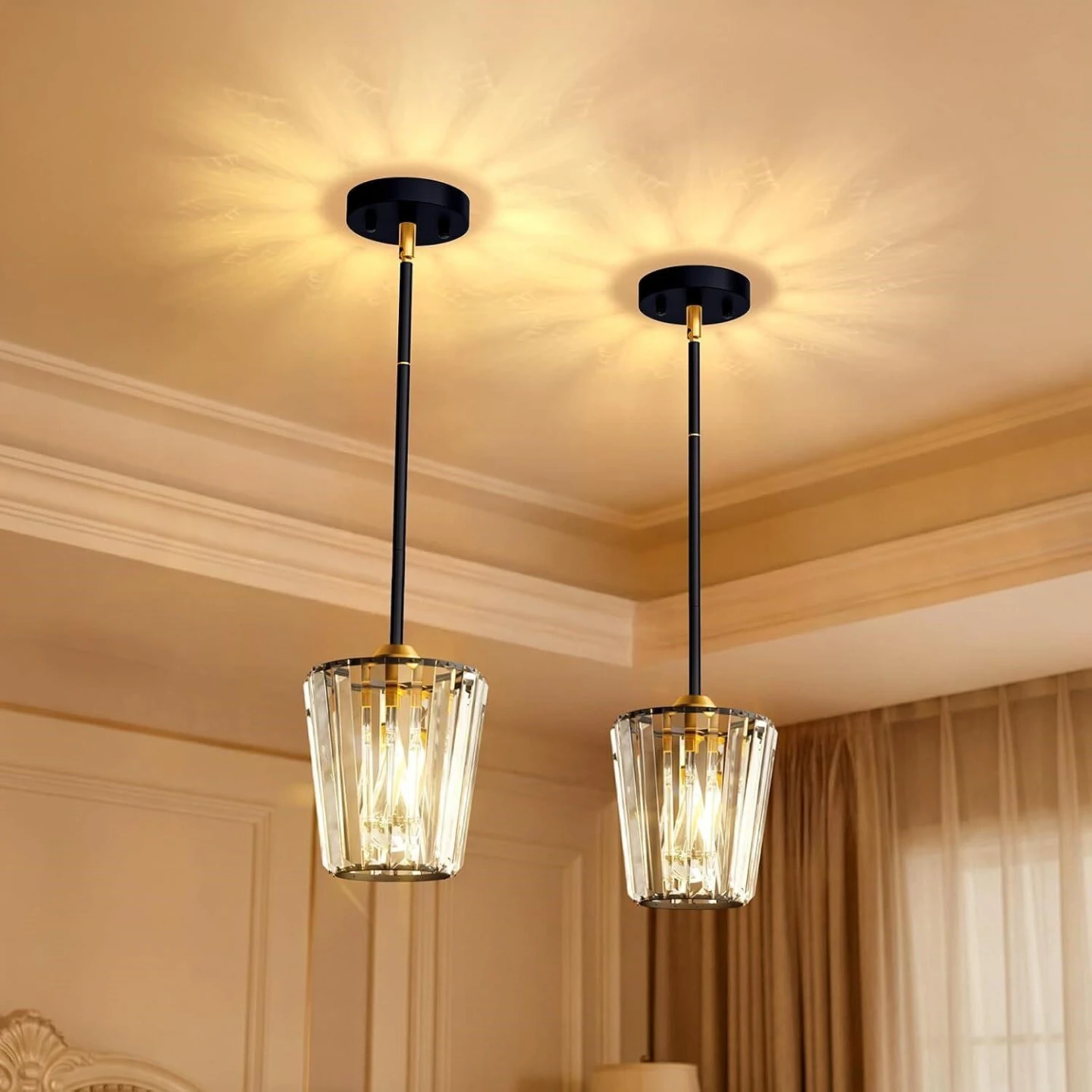Crystal pendant lights Set of 2 NEW
