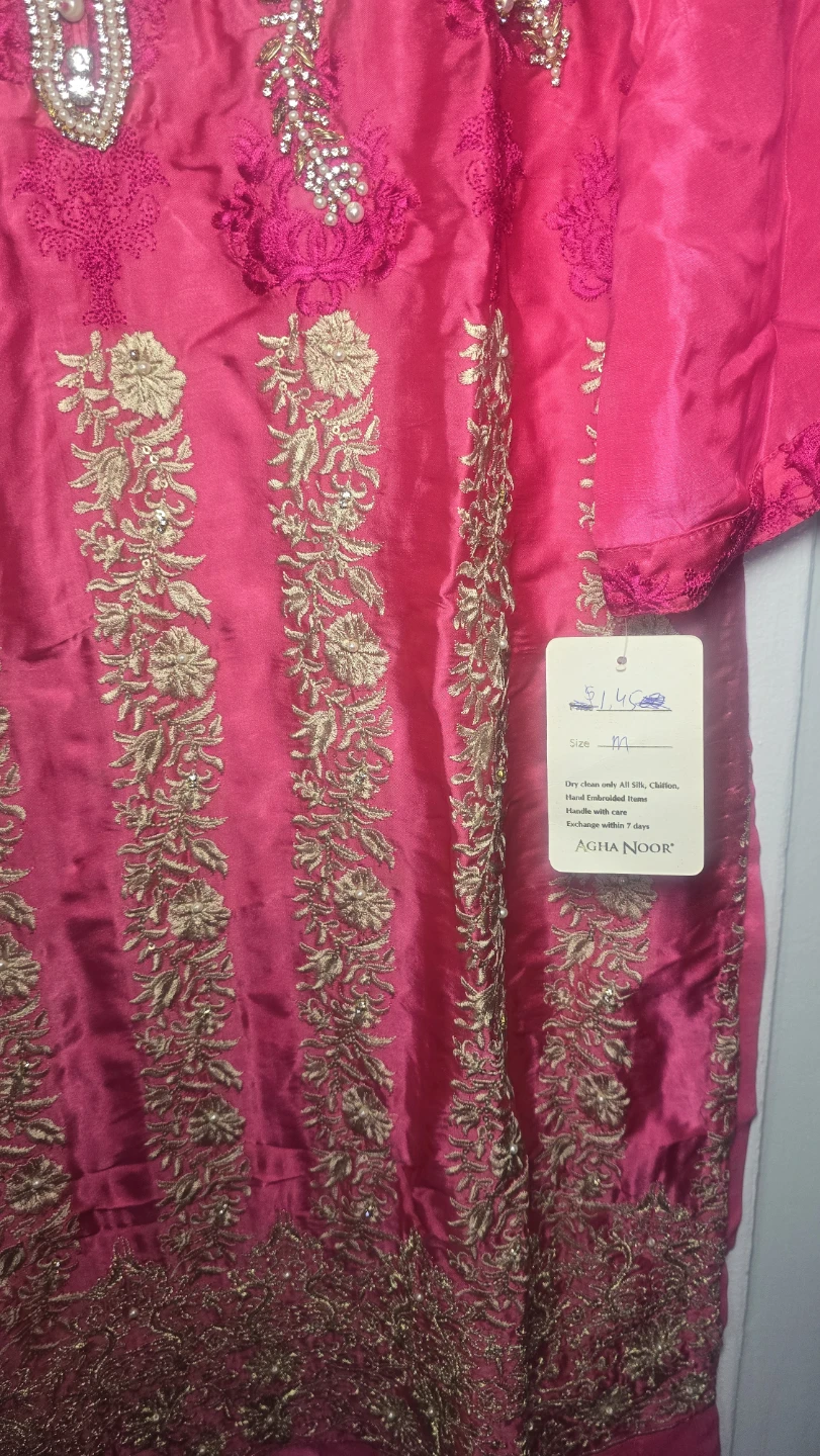 Agha Noor Pink Embroidered Kurti - Size M - photo 2