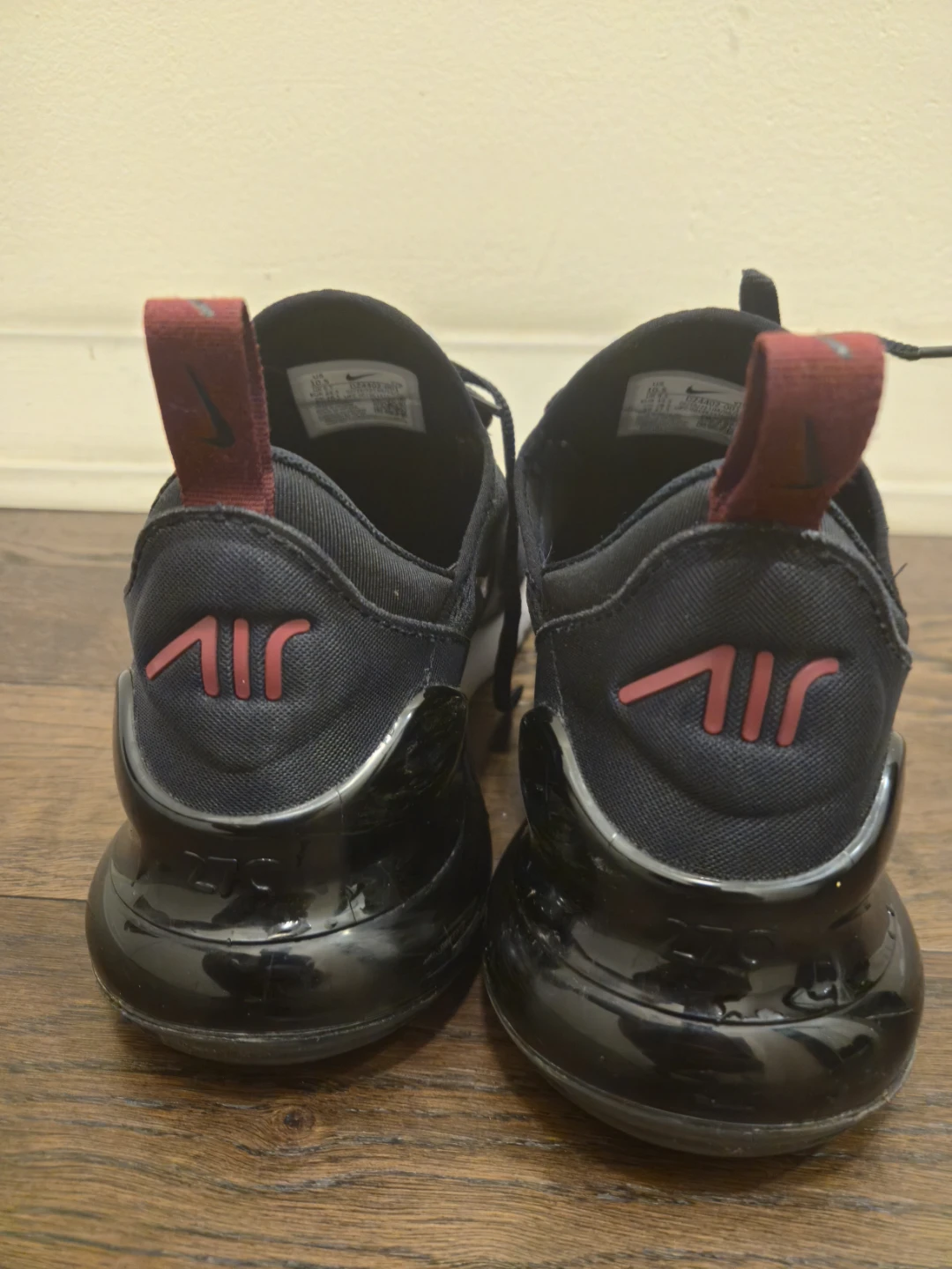 Nike Air Max 270 Men's Running Shoes Black/Red Size 10.5 - photo 2