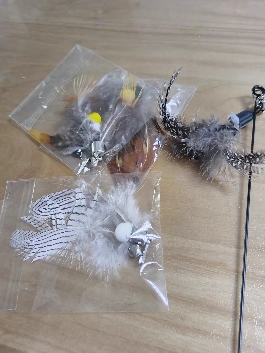 Cat Wand Toy with Feather Attachments