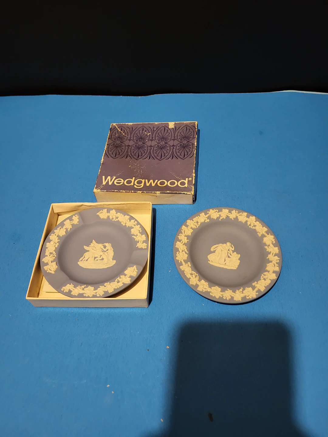 Wedgwood Jasperware Blue Ashtray and Dish