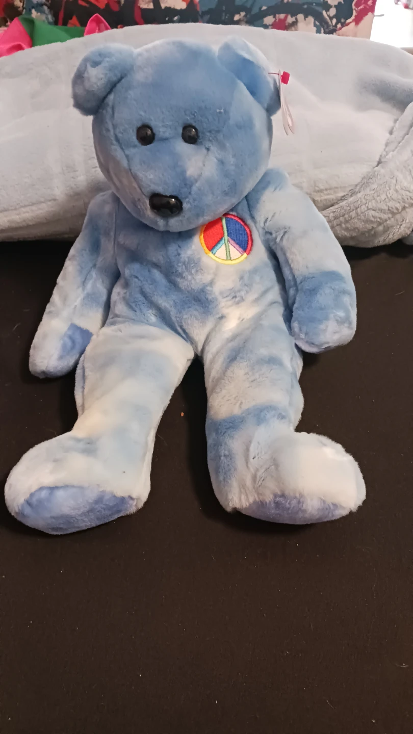Large Ty Beanie Baby Peace Bear Plush Toy