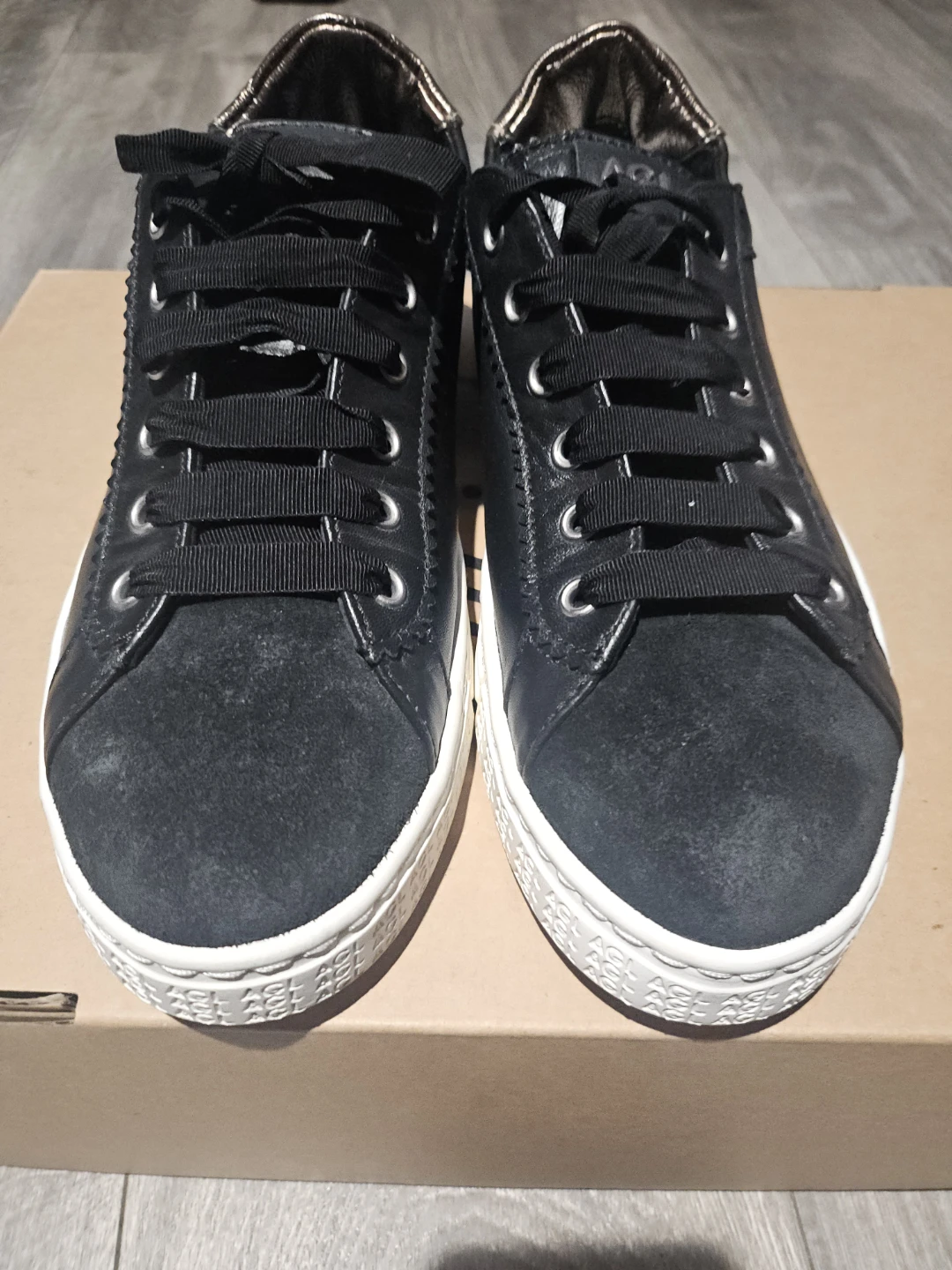AGL Black Leather & Suede Sneakers