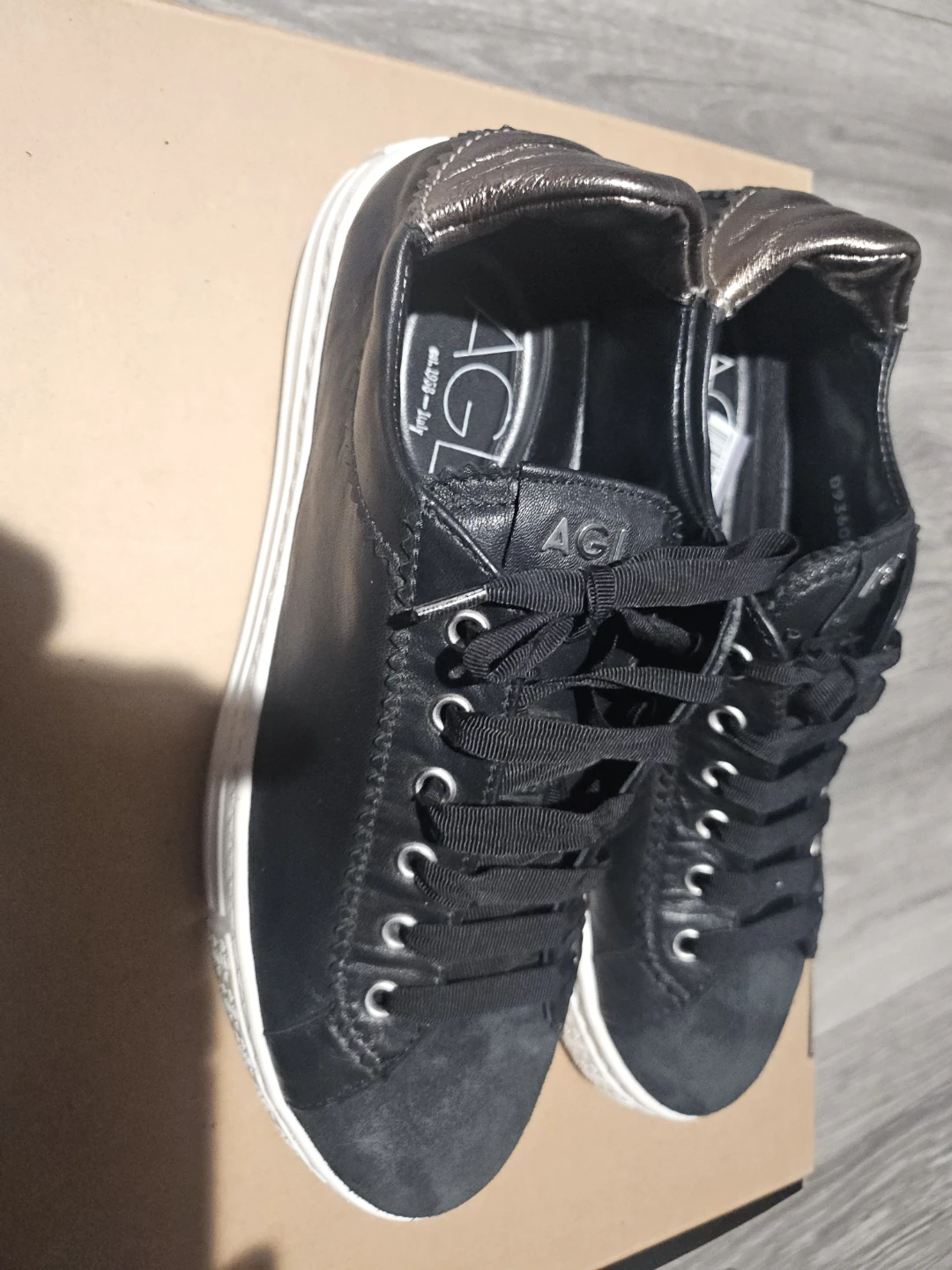AGL Black Leather & Suede Sneakers - photo 2