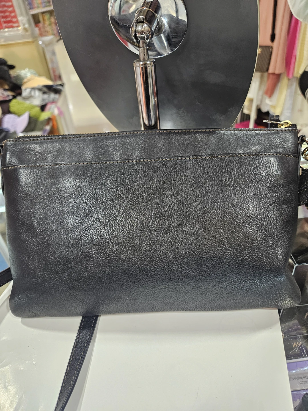 Fossil Black Leather Clutch/Crossbody Bag