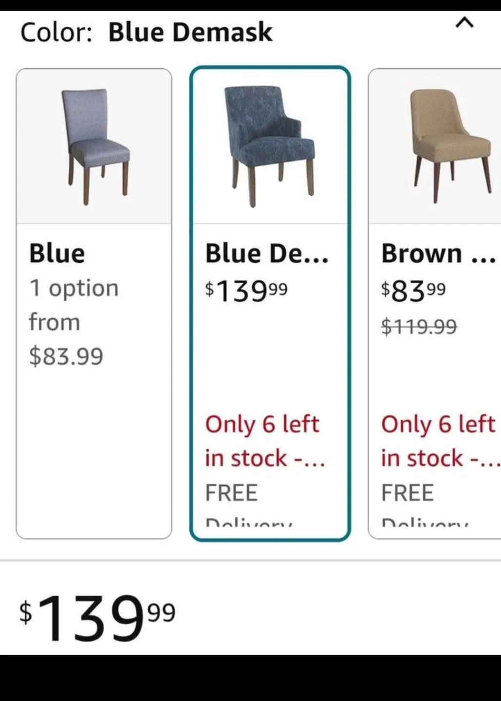 (2) HomePop Blue Demask Upholstered Dining Accent Chair - photo 3