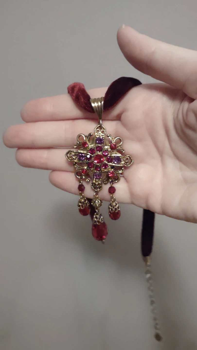 Robert Rose Red & Purple Gemstone Choker Necklace - photo 2