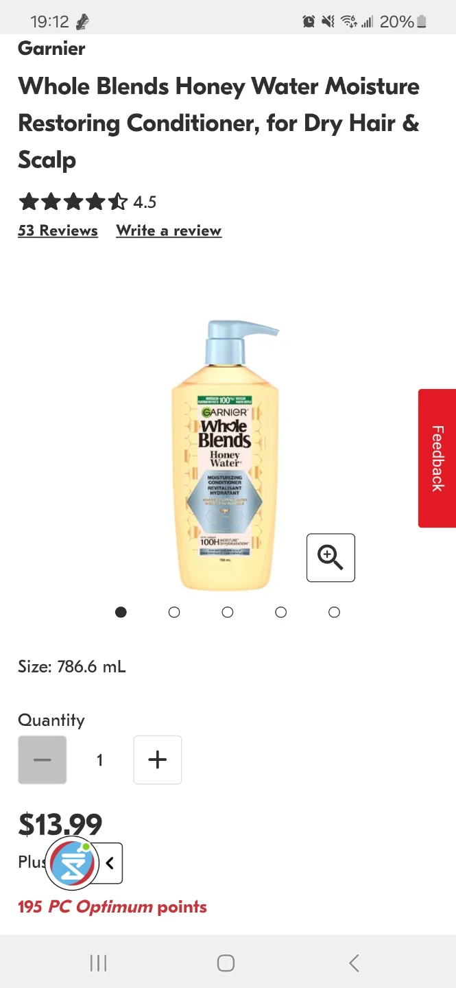 Garnier Whole Blends Honey Water Moisture Moisturing Conditioner