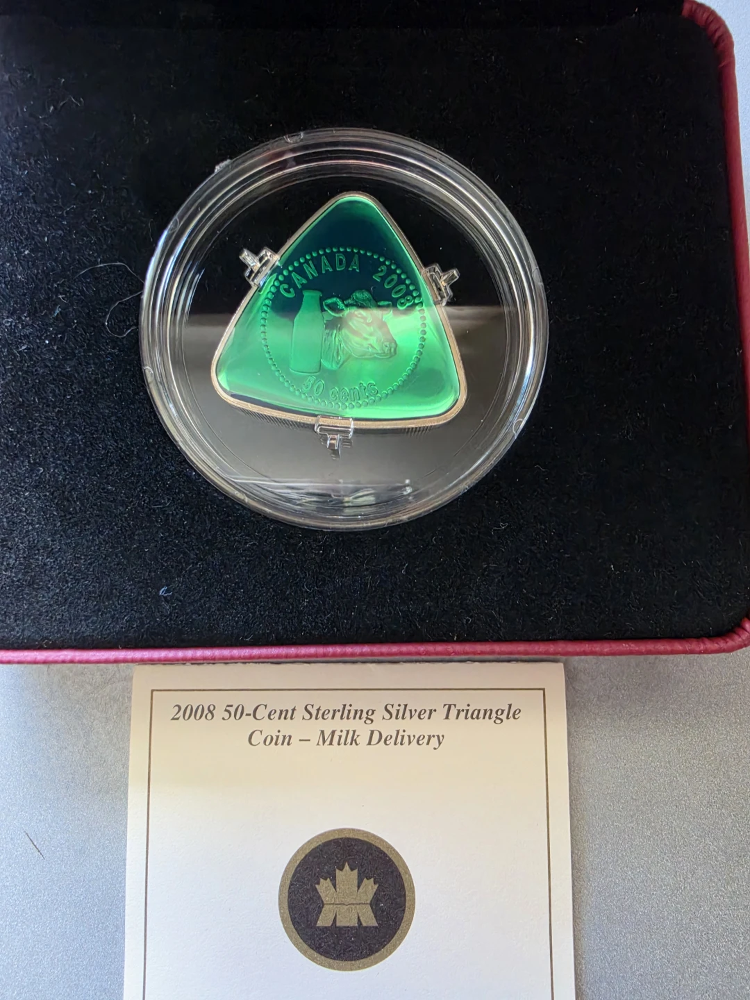 2008 50 cent Silver Triangle Milk Delivery Proof Coin