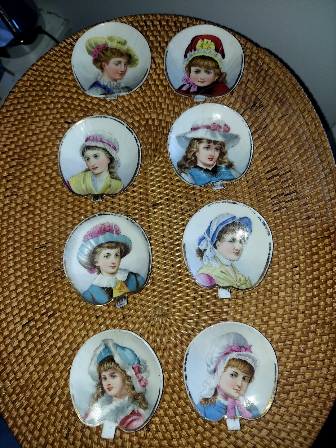 8 Vintage Victorian Era  Porcelain Portrait Collectible Plates